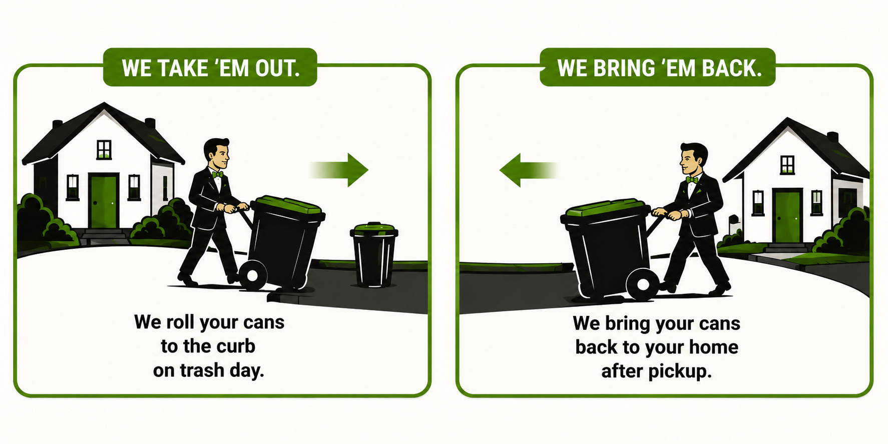 Illustration: we take the cans out and bring them back